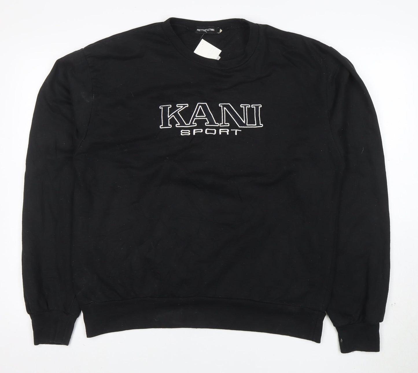PrettyLittleThing Women Black Small Kani Sport Logo Pullover Sweatshirt