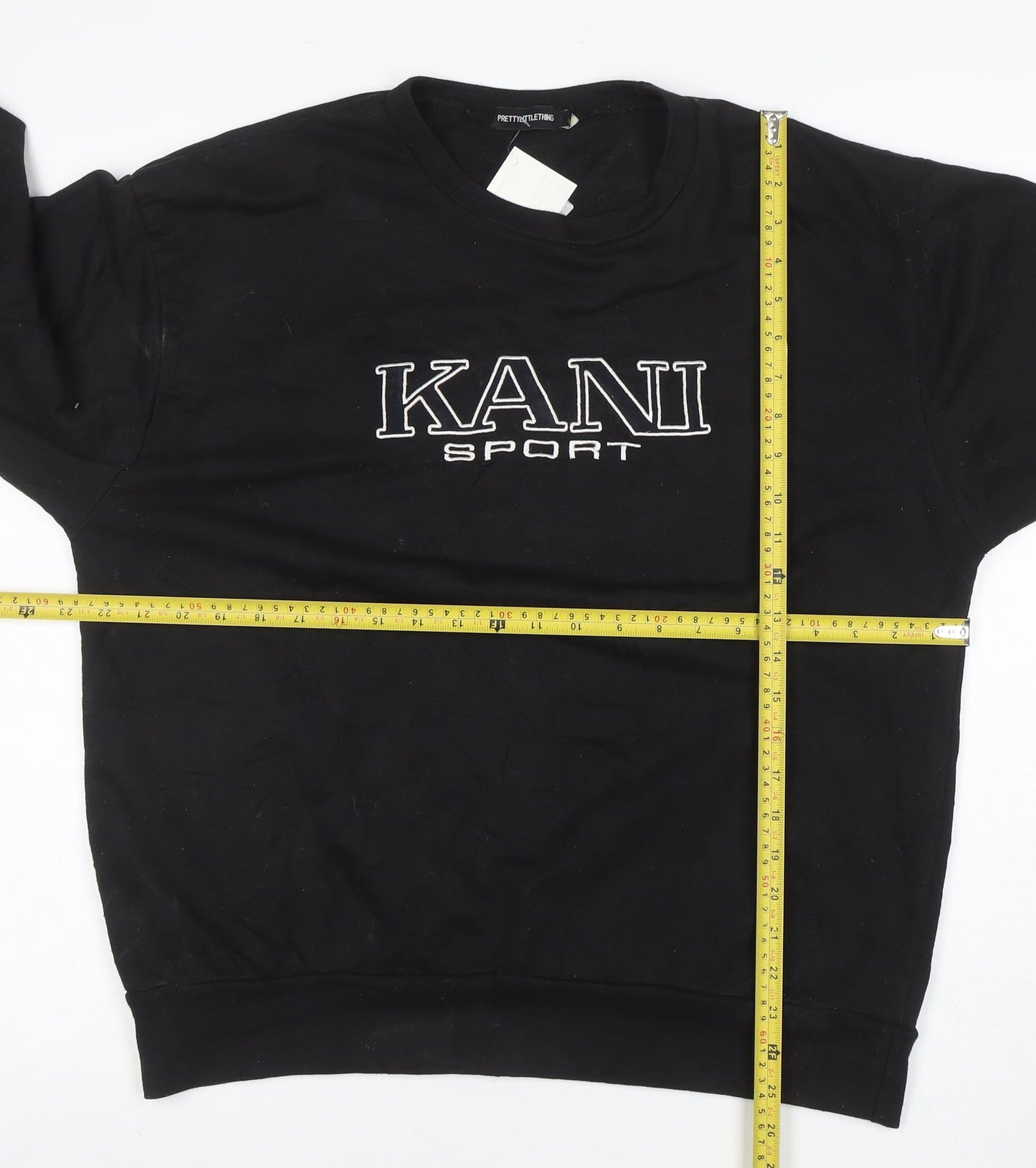 PrettyLittleThing Women Black Small Kani Sport Logo Pullover Sweatshirt