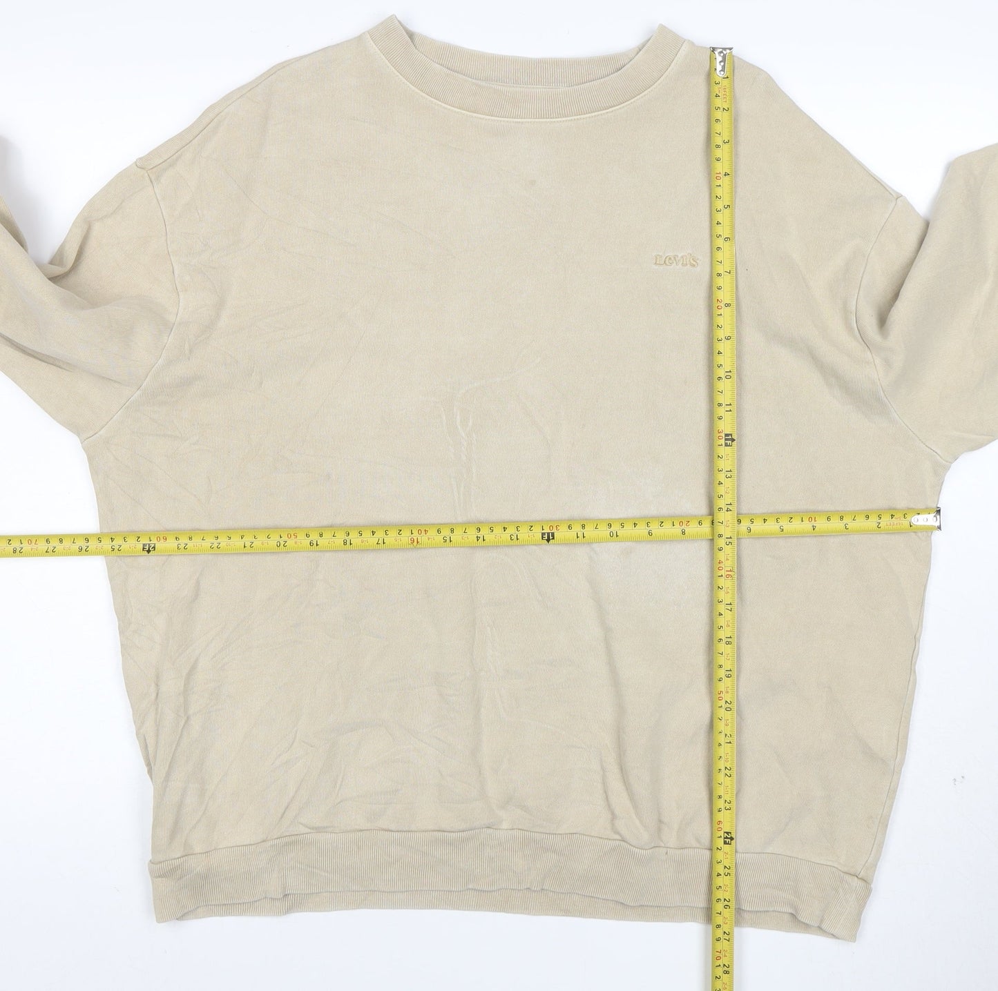 Levi's Men's Beige Cotton Crew Neck Pullover Sweatshirt M