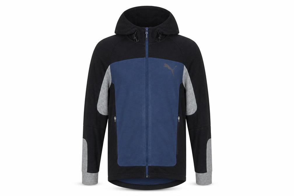 Puma Men's Black Blue Grey Full Zip Hoodie Size S Sportswear