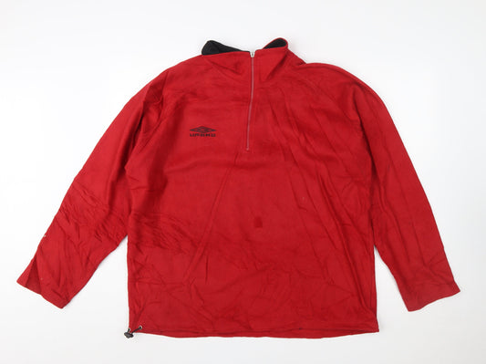 Umbro Men's Red Fleece 1/4 Zip Pullover Sweatshirt Size L