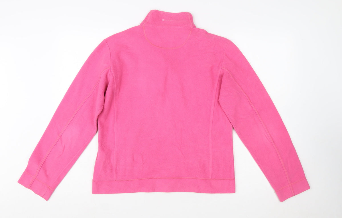 Champion Girls Pink Fleece Pullover Sweatshirt L 1/4 Zip Long Sleeve