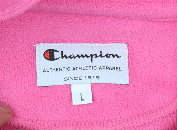 Champion Girls Pink Fleece Pullover Sweatshirt L 1/4 Zip Long Sleeve