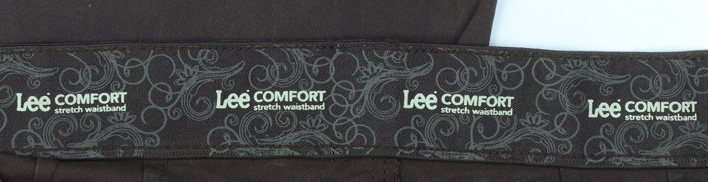 Lee Comfort Women's Brown Cotton Stretch Chino Trousers Size 22W