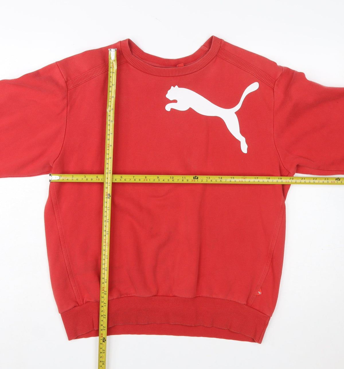 Puma Boys Red Pullover Sweatshirt Size 164 Crew Neck Fleece Logo Top