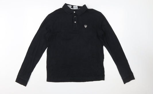 Emporio Armani EA7 Men's Black Long Sleeve Cotton Polo Shirt Size L