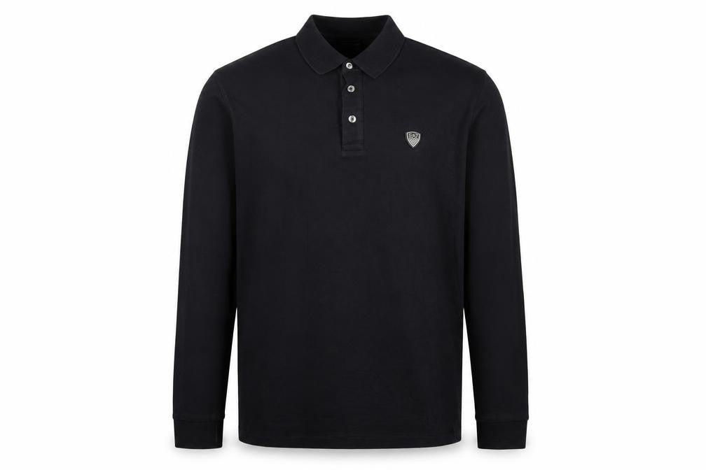 Emporio Armani EA7 Men's Black Long Sleeve Cotton Polo Shirt Size L