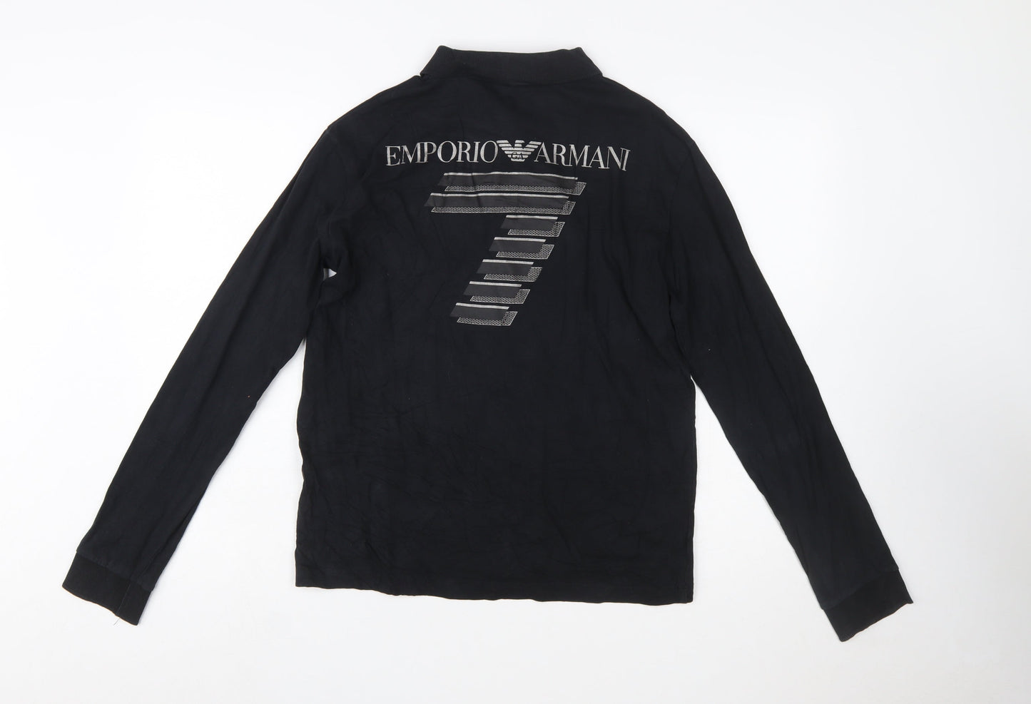 Emporio Armani EA7 Men's Black Long Sleeve Cotton Polo Shirt Size L