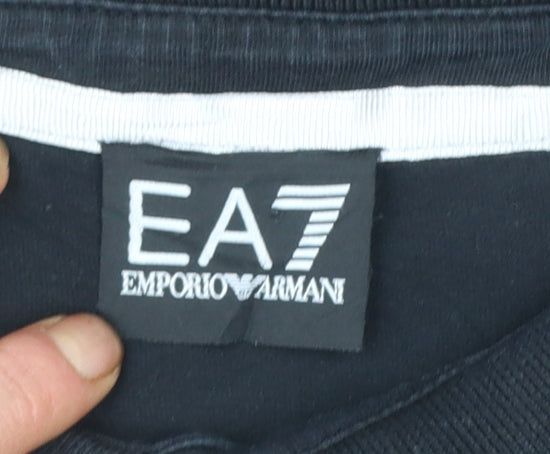 Emporio Armani EA7 Men's Black Long Sleeve Cotton Polo Shirt Size L