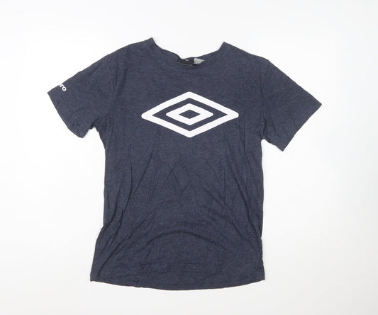 Umbro Men's Blue Small Sports Graphic Logo Crew Neck T-Shirt