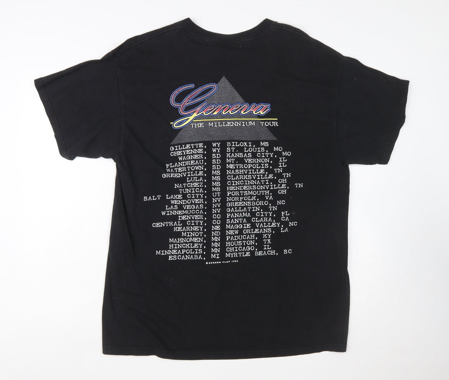 Delta Pro Weight Men's Black Geneva Millennium Tour T-Shirt L 1999 Vintage