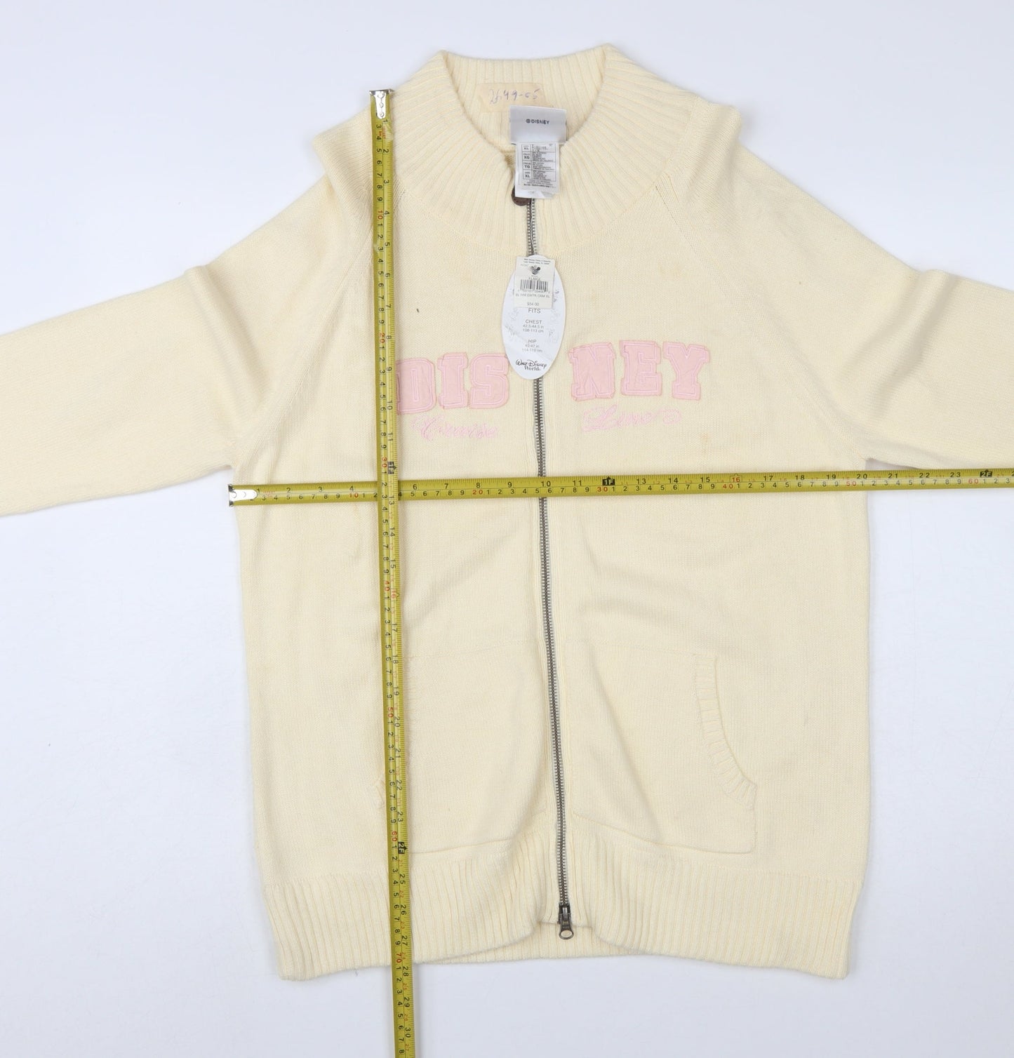 Disney Women’s Ivory Full Zip Mock Neck Jumper XL Cruise Line