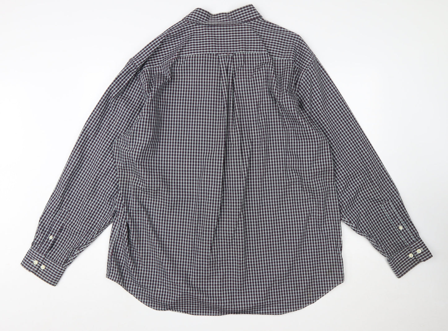 Nautica Men's Blue Check Long Sleeve Button-Down Cotton Shirt XXL