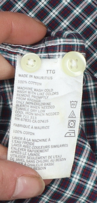 Nautica Men's Blue Check Long Sleeve Button-Down Cotton Shirt XXL