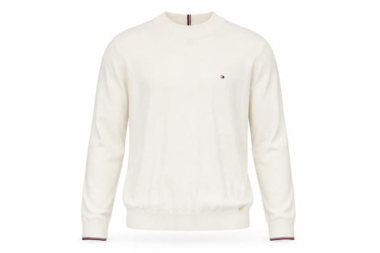 Tommy Hilfiger Men's Ivory Cotton Cashmere Pullover Jumper Size S