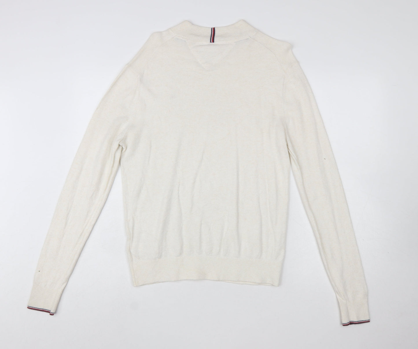 Tommy Hilfiger Men's Ivory Cotton Cashmere Pullover Jumper Size S