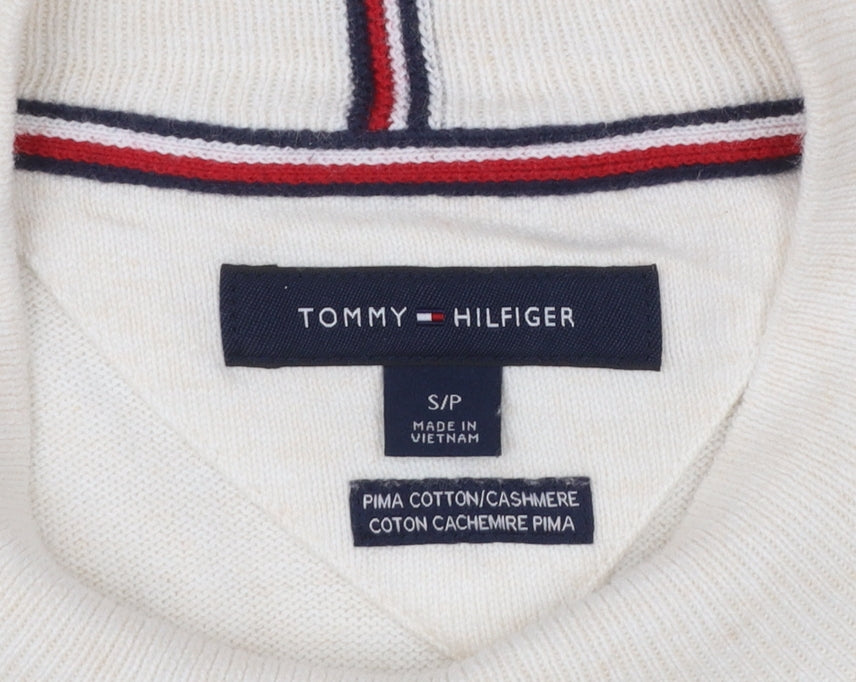 Tommy Hilfiger Men's Ivory Cotton Cashmere Pullover Jumper Size S