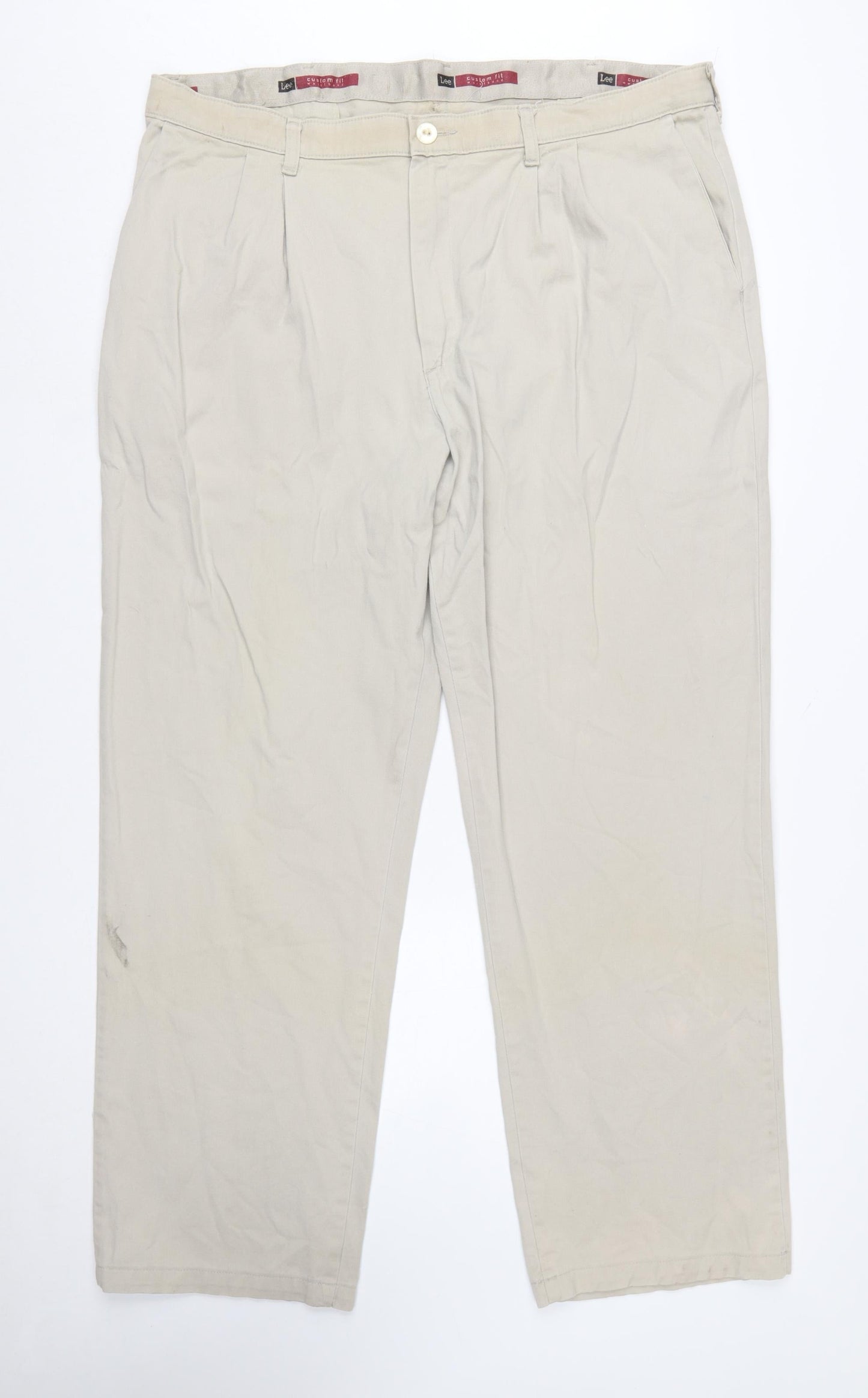 Lee Men’s Beige Chino Trousers 42x32 Regular Fit Cotton Stretch