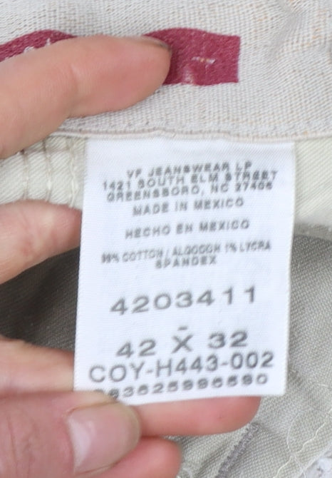 Lee Men’s Beige Chino Trousers 42x32 Regular Fit Cotton Stretch