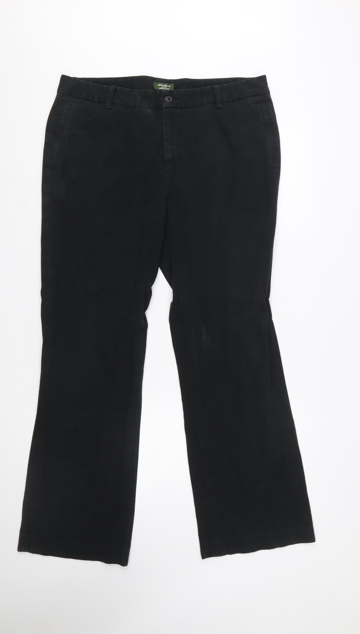Eddie Bauer Women Black Cotton Blend Mercer Fit Trousers Size 14