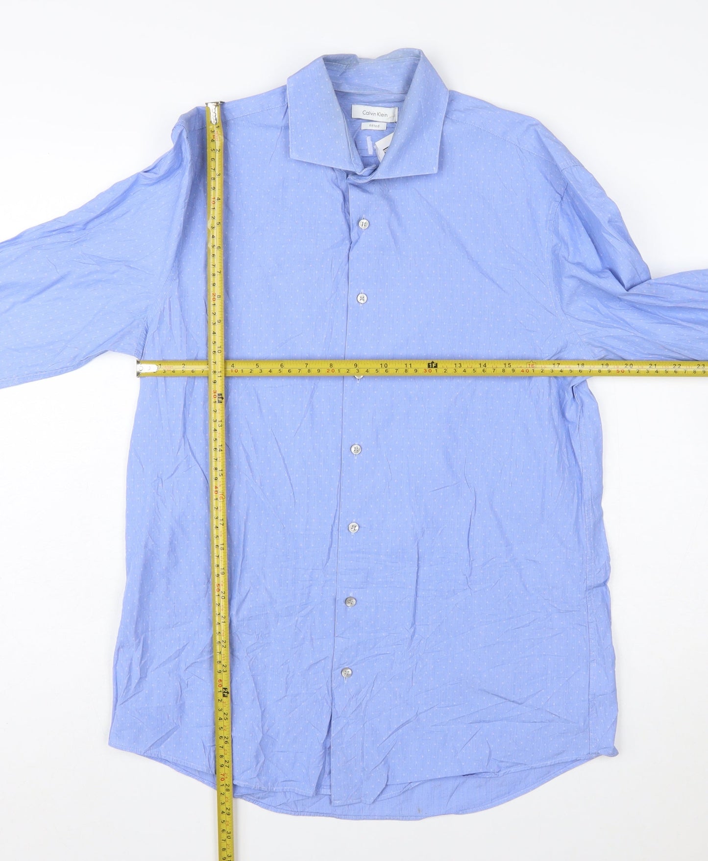 Calvin Klein Men Blue Classic Button-Up Shirt Slim Fit Size 16