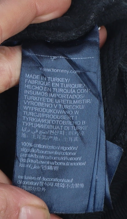 Tommy Jeans Men's Black Pullover Hoodie XS Cotton Logo Sweatshirt