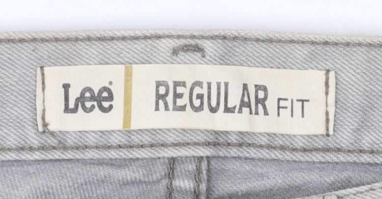 Lee Men's Grey Regular Fit Straight Jeans 34x32 Denim