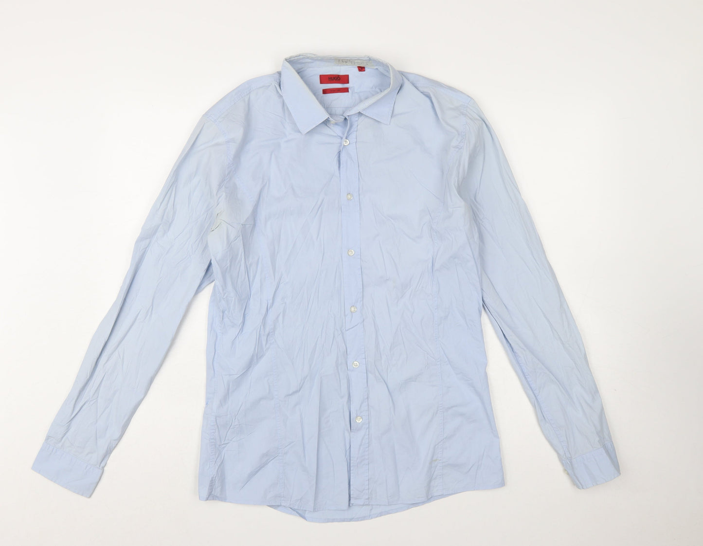 Hugo Boss Men's Blue Slim Fit Long Sleeve Cotton Shirt M