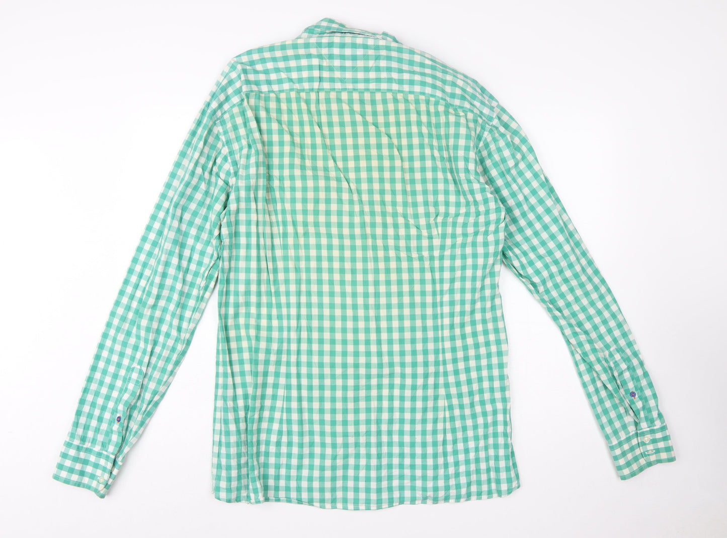 Tommy Hilfiger Men's Green Check 2XL Button-Down Cotton Shirt