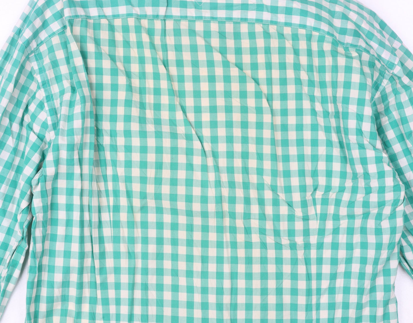 Tommy Hilfiger Men's Green Check 2XL Button-Down Cotton Shirt