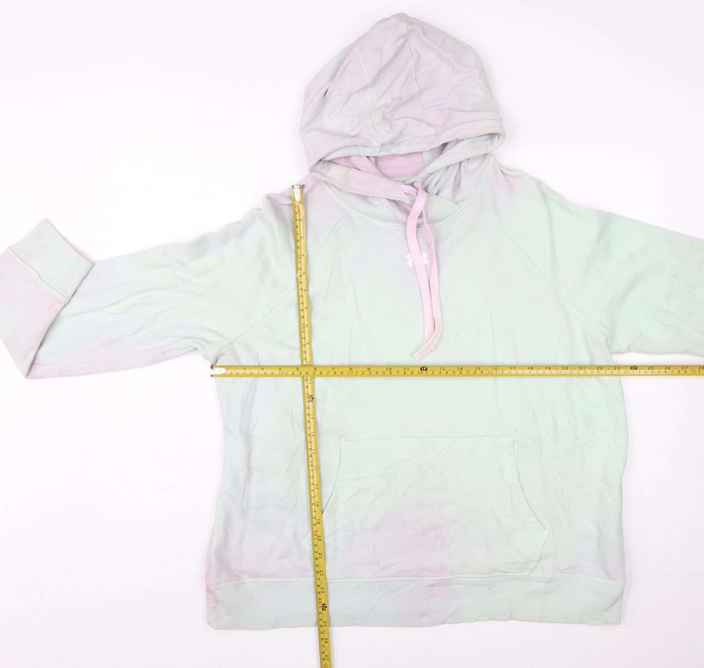 Under Armour Womens Mint Pink Hoodie XL Loose Fit Pullover Cotton Blend