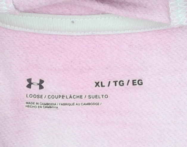 Under Armour Womens Mint Pink Hoodie XL Loose Fit Pullover Cotton Blend