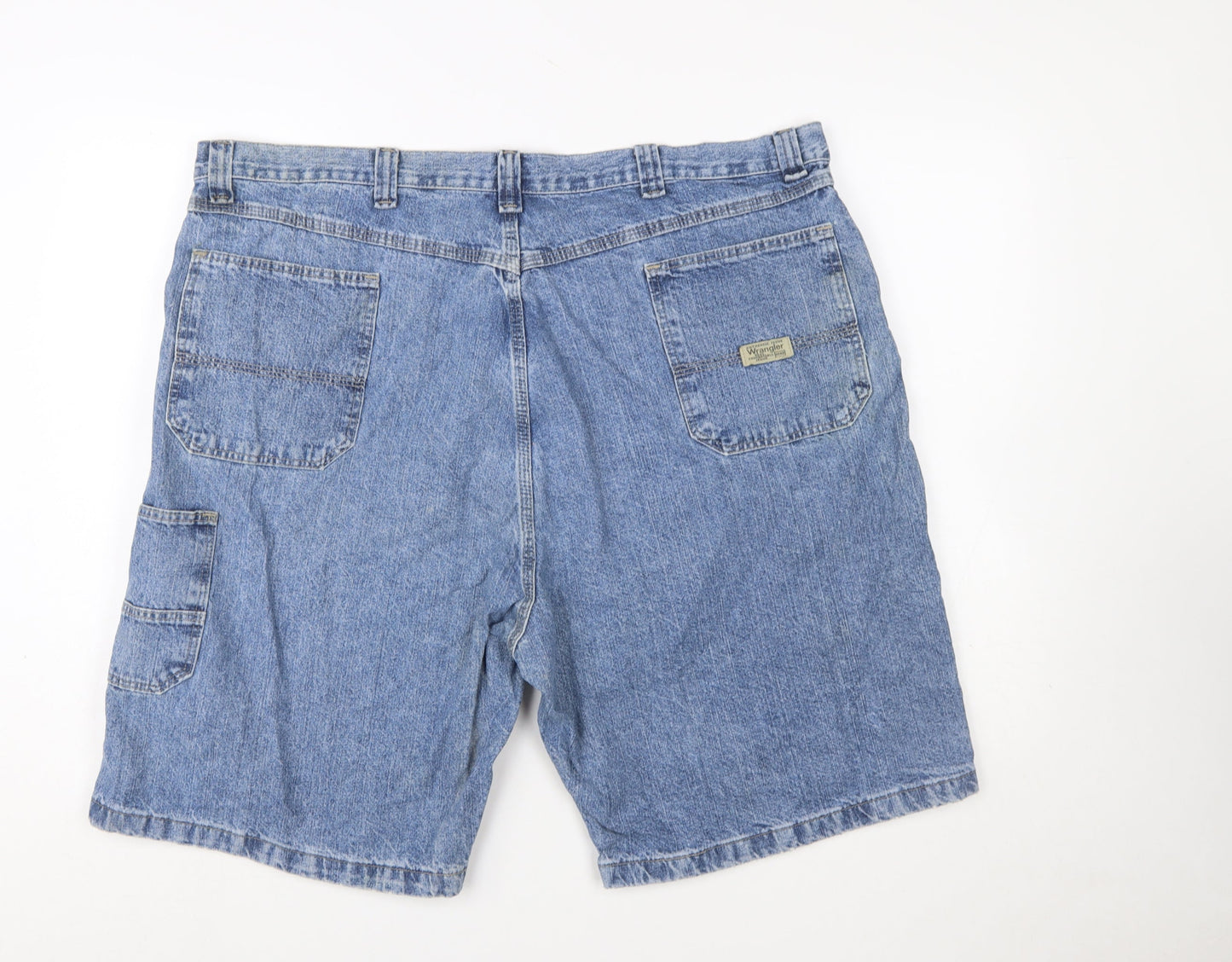 Wrangler Men Blue 42 Cargo Denim Shorts Cotton Regular Fit