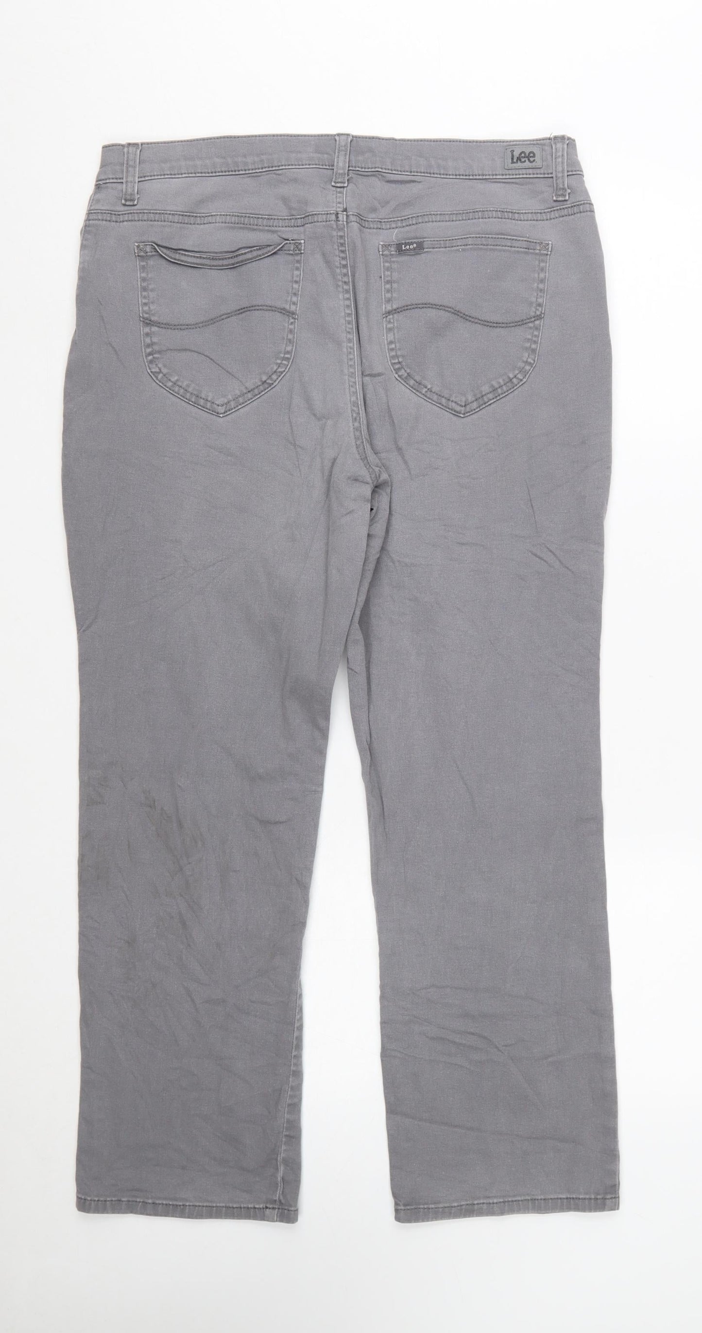 Lee Women's Grey Straight Leg Mid Rise Relaxed Fit Jeans Size 16