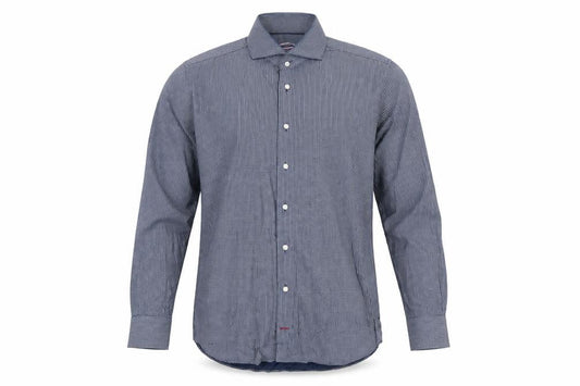 Tommy Hilfiger Men's Blue Slim Fit Long Sleeve Cotton Shirt 15.5