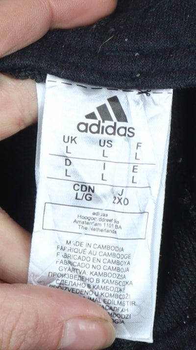 Adidas Women Black L Jogger Sweatpants 75% Polyester 25% Viscose