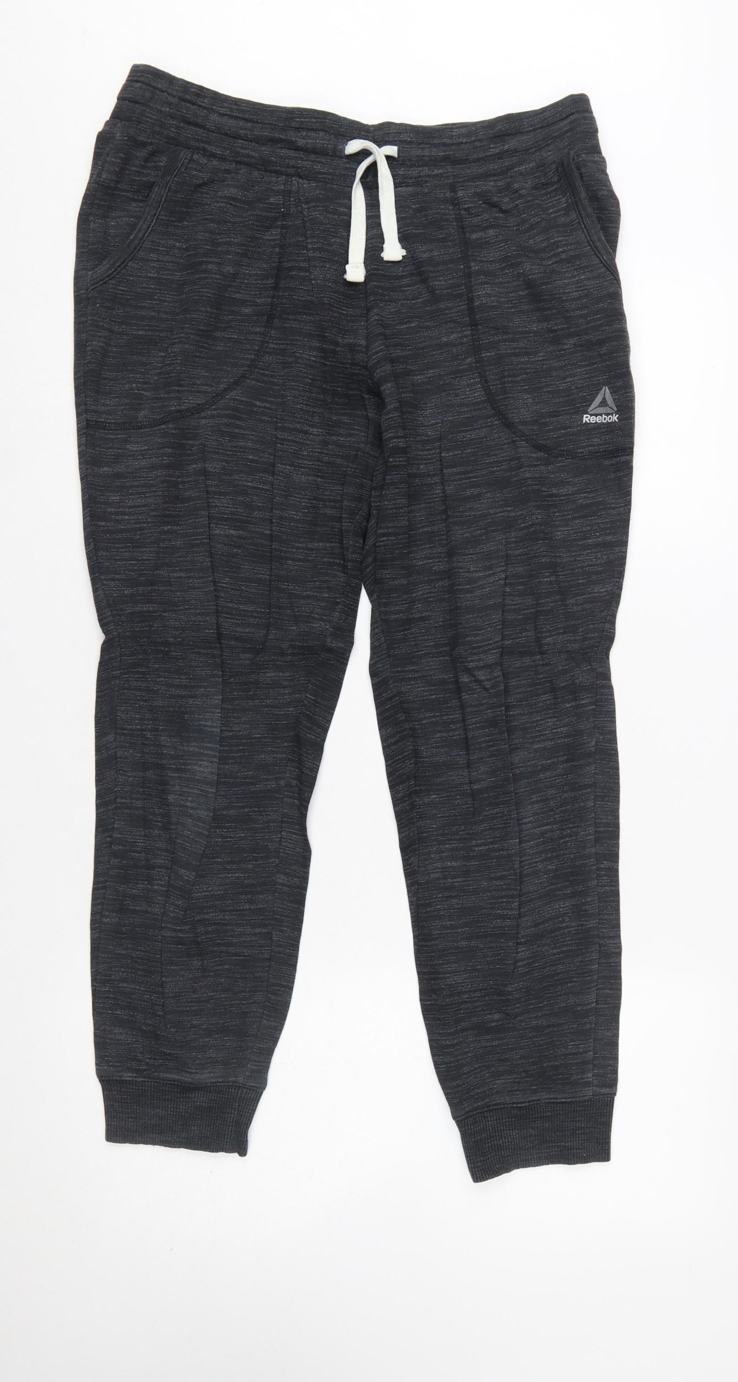 Reebok Womens Black Jogger Sweatpants M Cotton Blend Fleece