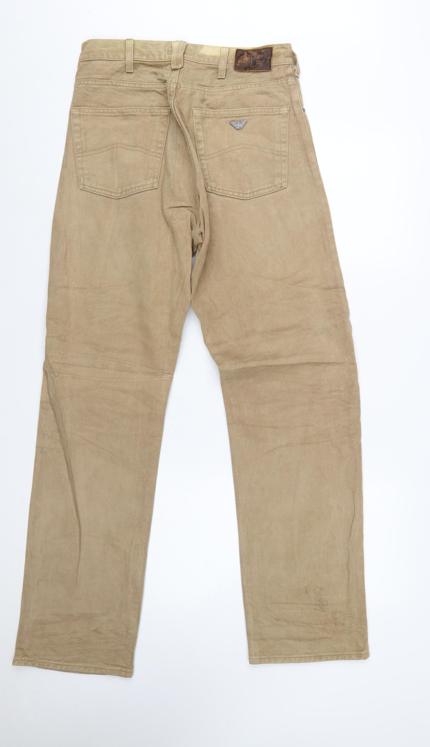 Armani Jeans Men’s Beige Straight Leg 31in Regular Fit Cotton Jeans