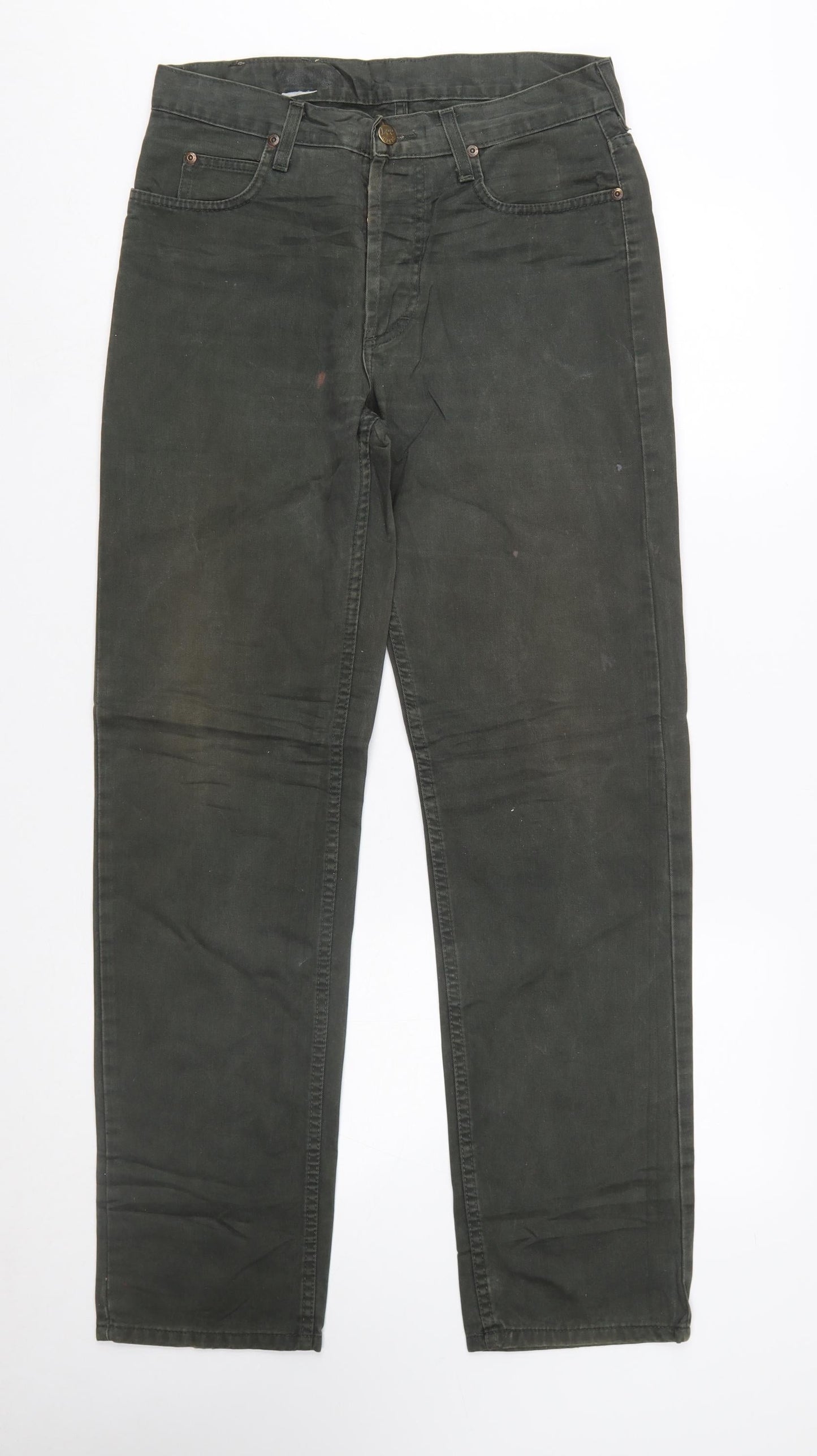 Lee Men's Green Chicago Straight Fit Jeans 29x32 Cotton Denim
