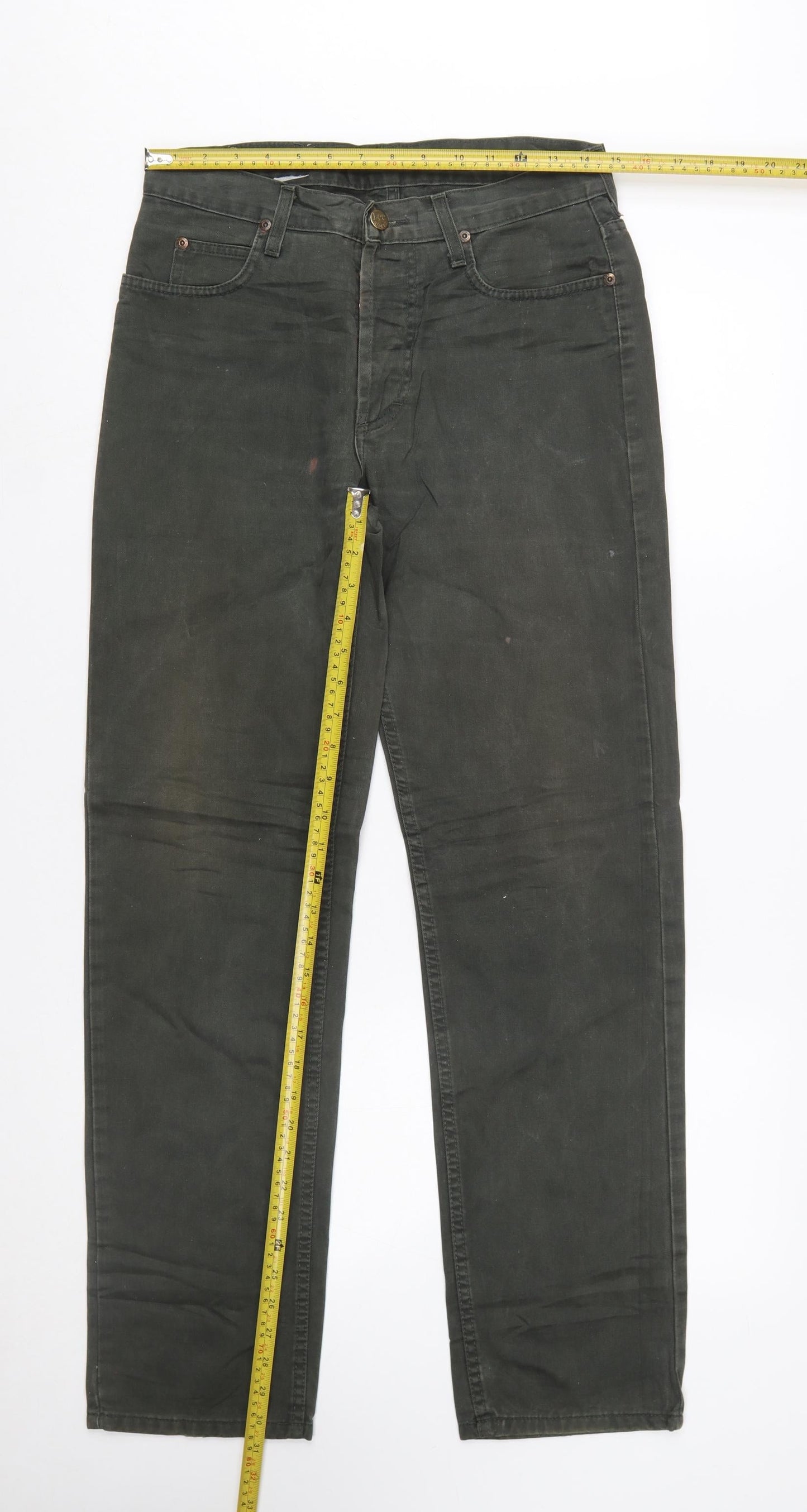 Lee Men's Green Chicago Straight Fit Jeans 29x32 Cotton Denim