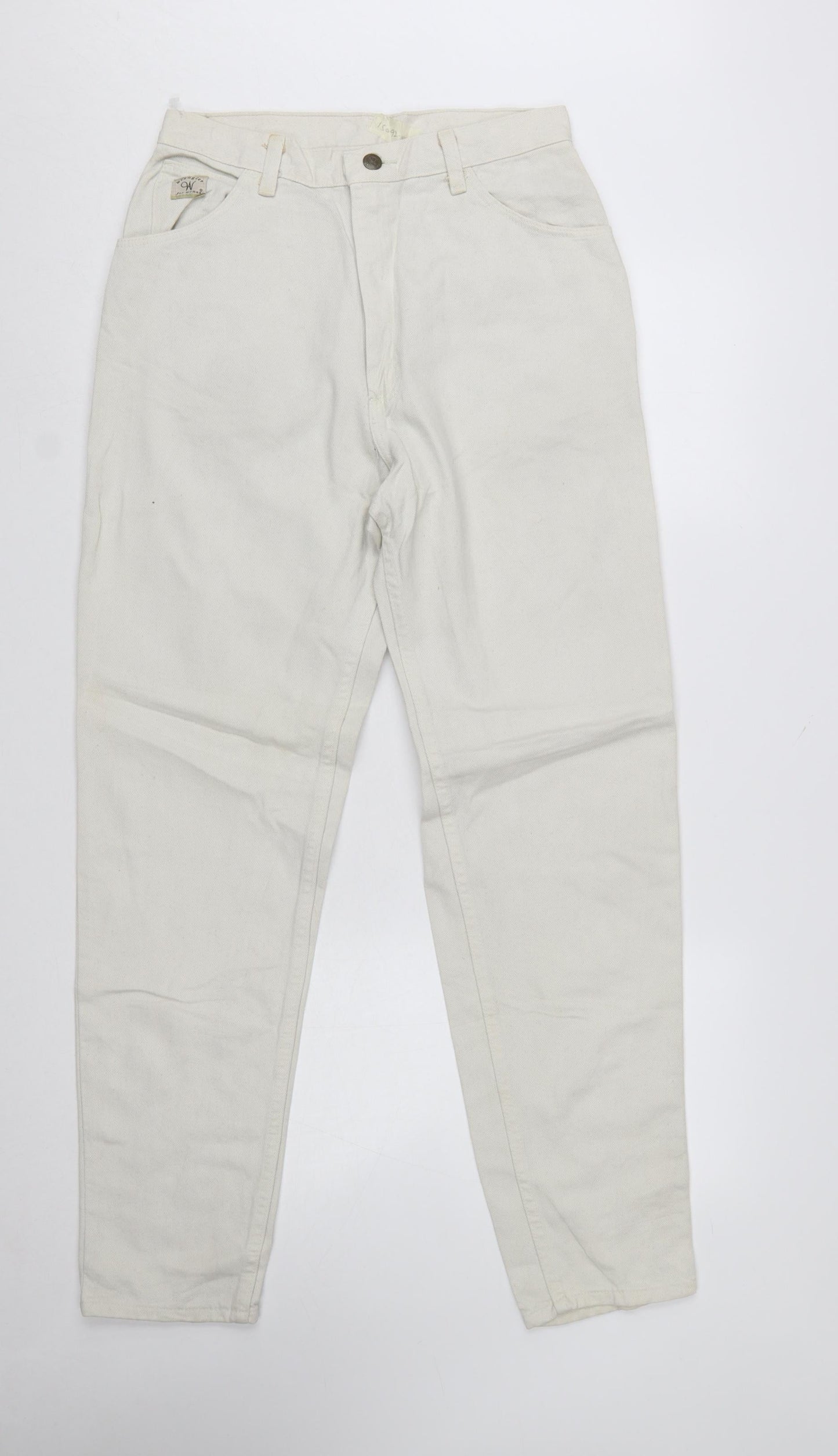 Wrangler Women Ivory High Waist Tapered Jeans Size 10 Regular