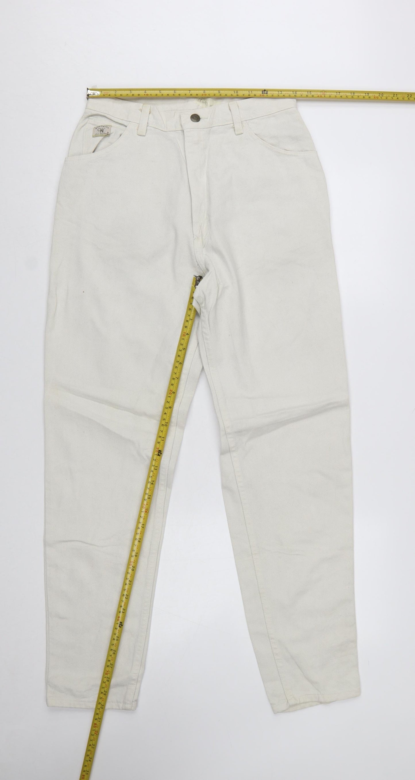 Wrangler Women Ivory High Waist Tapered Jeans Size 10 Regular