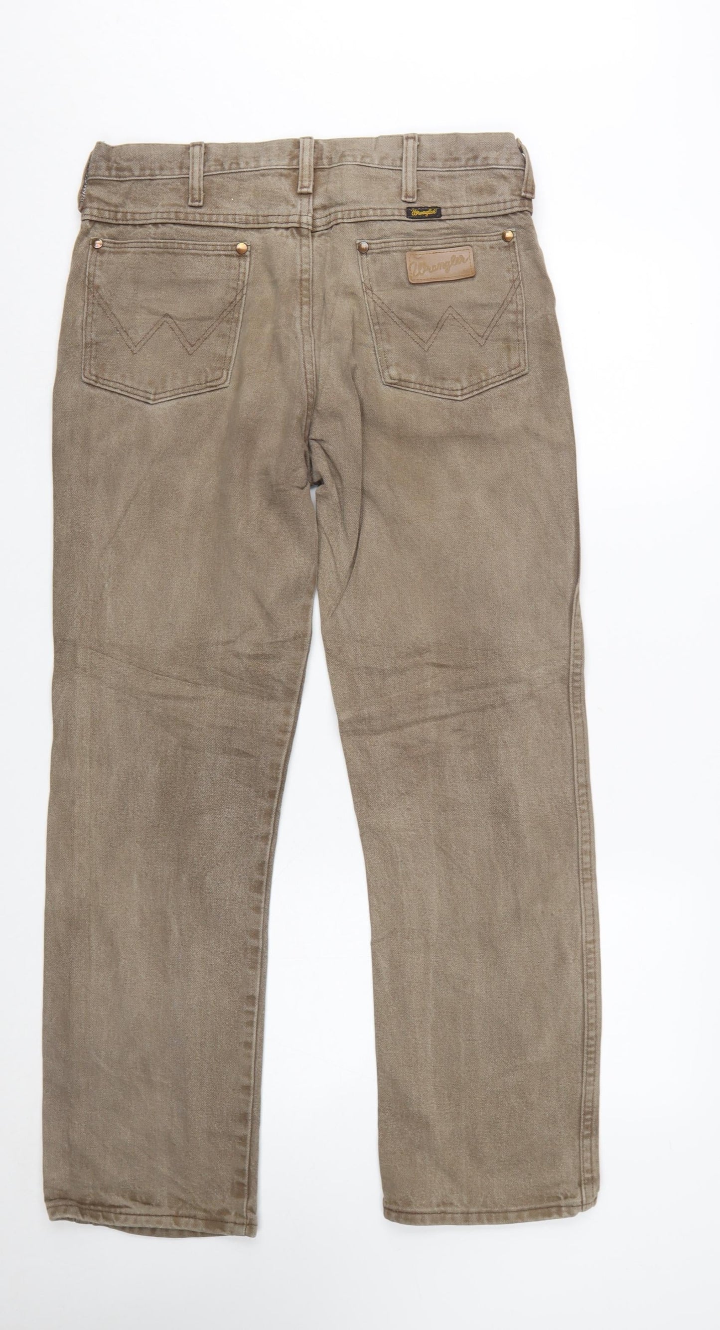 Wrangler Men's Beige Straight Leg Jeans 35x30 Cotton Denim Classic Fit