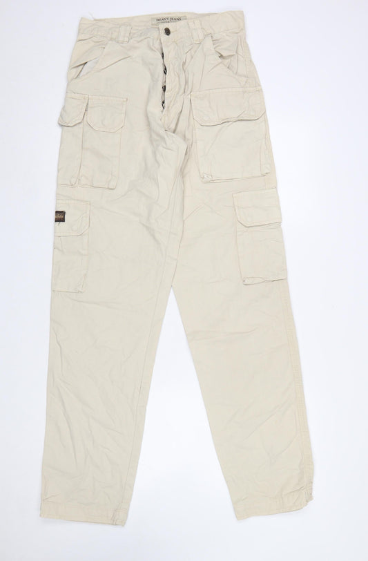 Heavy Jeans Men’s Beige Cargo Trousers Outdoor Style M Regular Fit