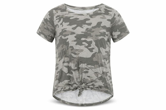 Paisley Sky Women's Green Camouflage Knot Hem Maternity T-Shirt - Size M
