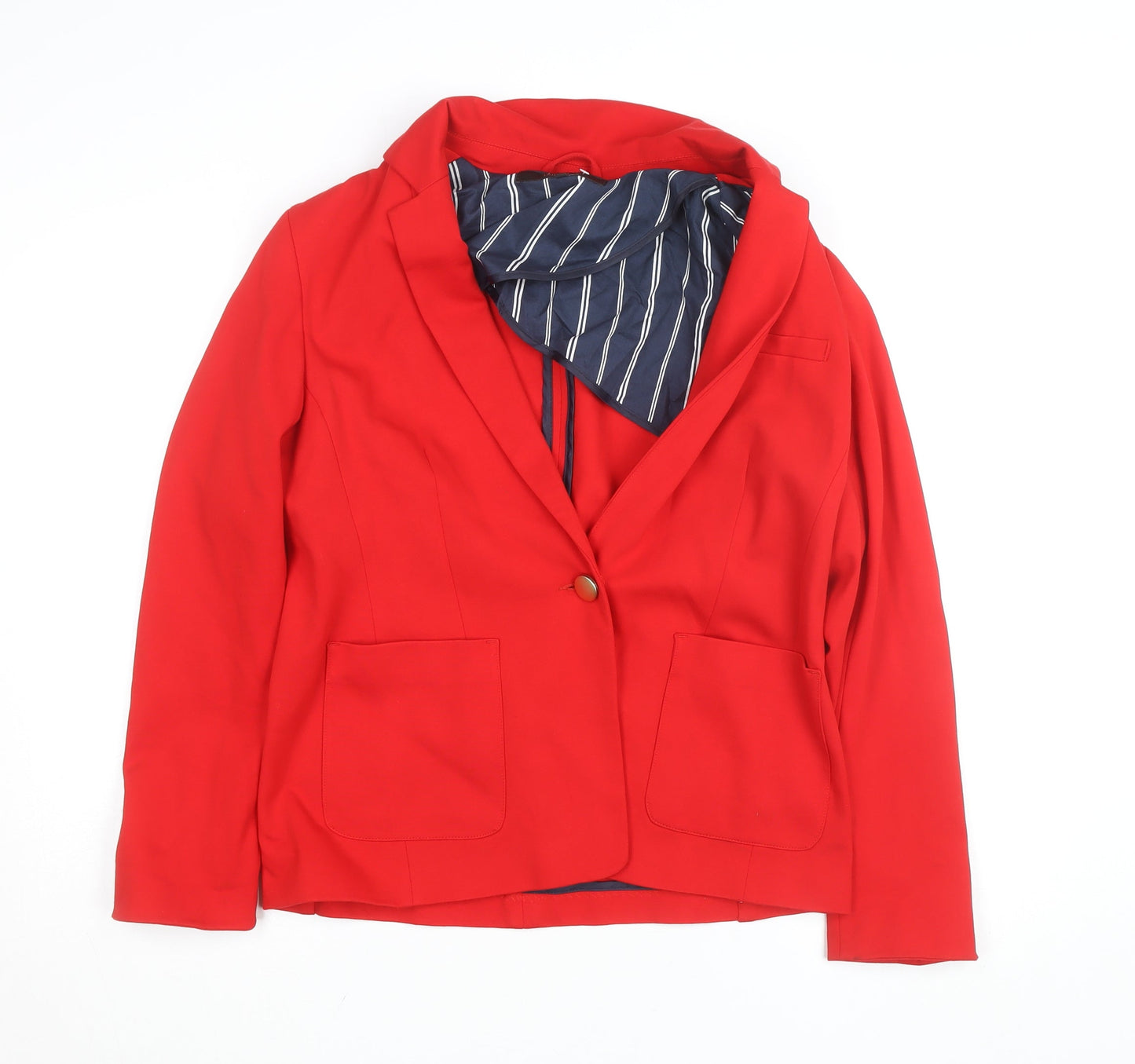 Next Women Red Tailoring Blazer Size 14 Single Breasted Jacket