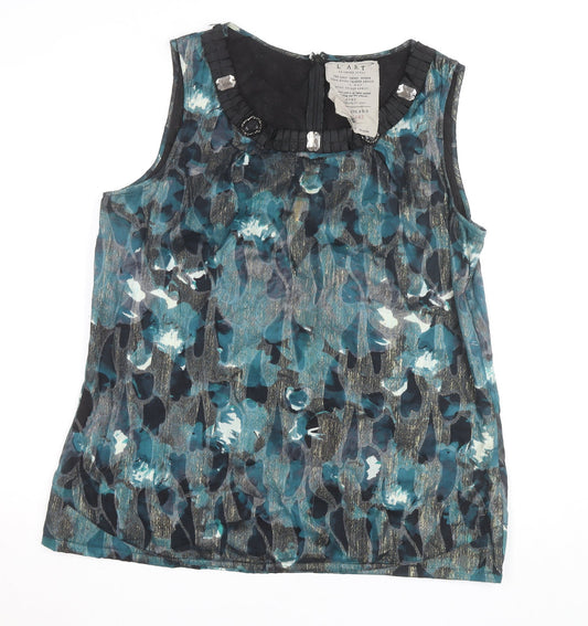 River Island Womens Blue Floral Embellished Sleeveless Blouse Size 16