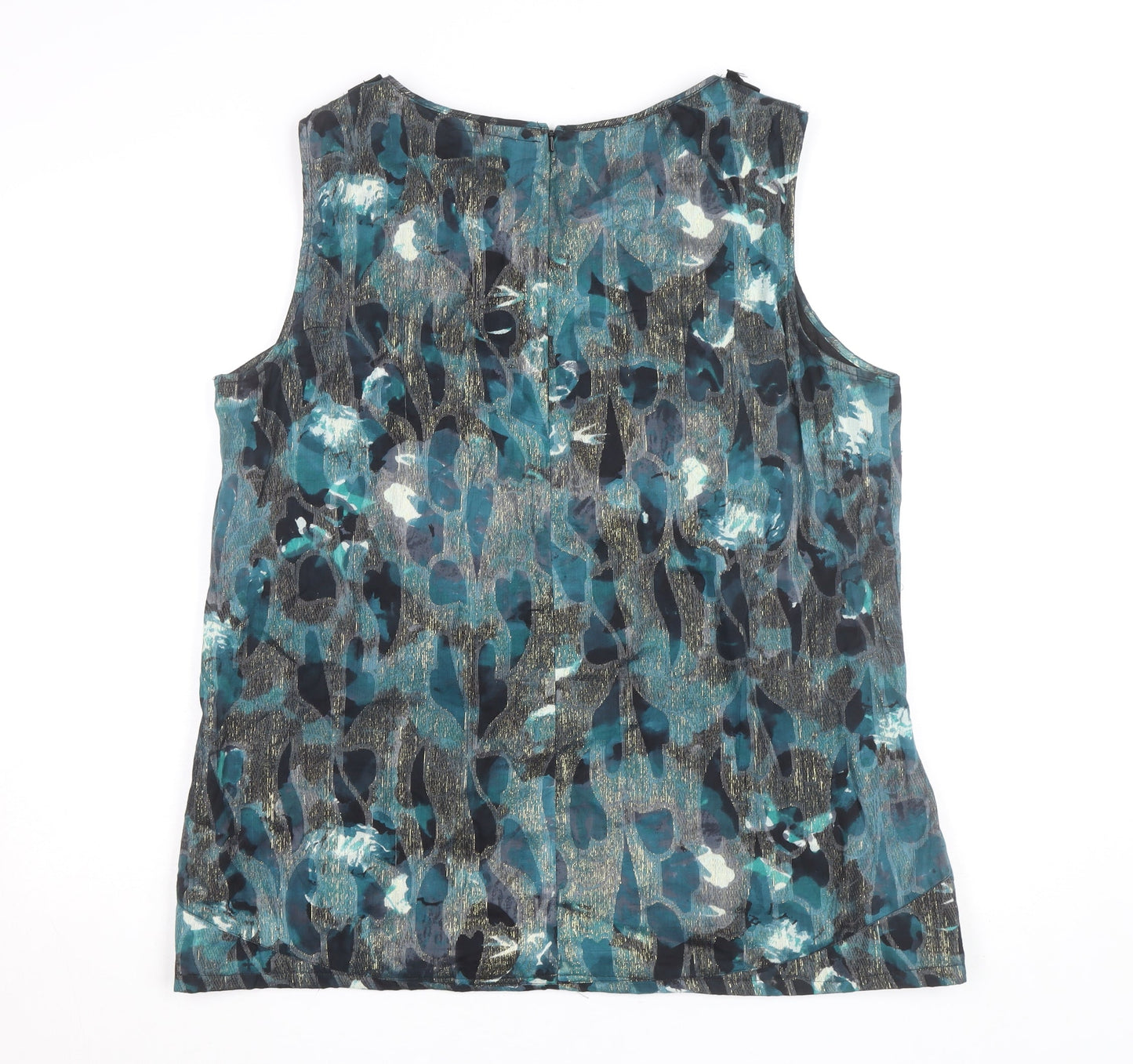River Island Womens Blue Floral Embellished Sleeveless Blouse Size 16