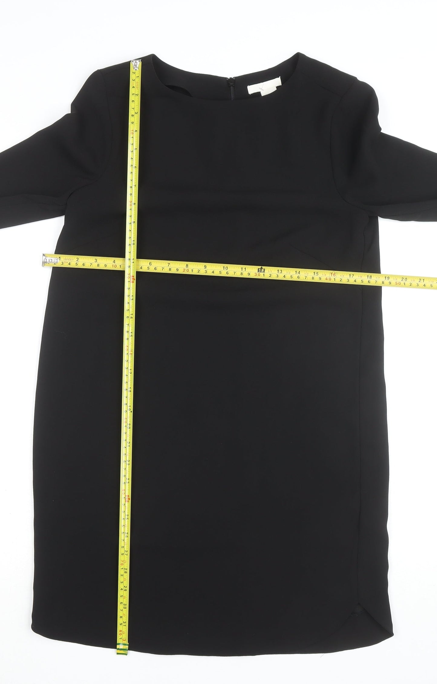 H&M Women’s Black Shift Dress Size 8 Long Sleeve Classic Workwear