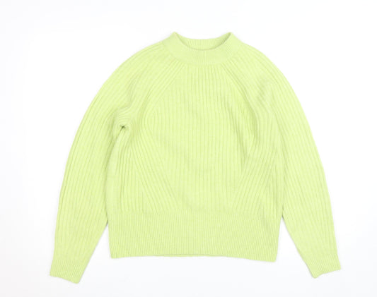 Marks and Spencer Women's Green XS Mock Neck Ribbed Knit Jumper